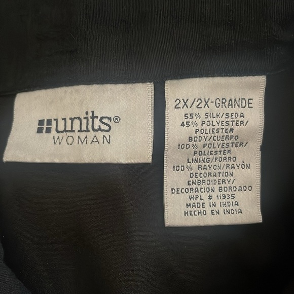 Units - silk blend black jacket with floral crewel embroidery - size XL - Picture 4 of 5